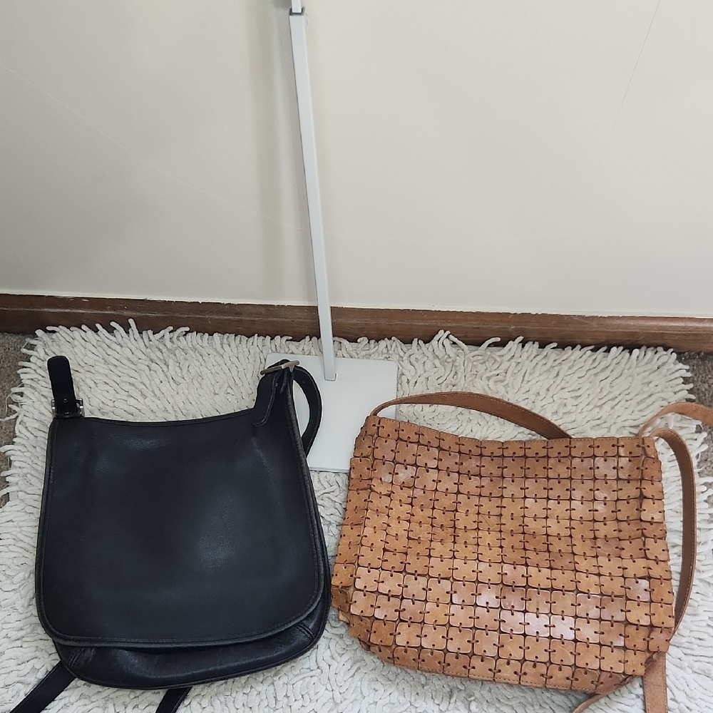 Older Coach Shoulder Bag & Tan Textured Shoulder Bag